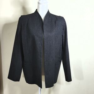 Dark Grey Open Front Jacket w Shoulder Pads